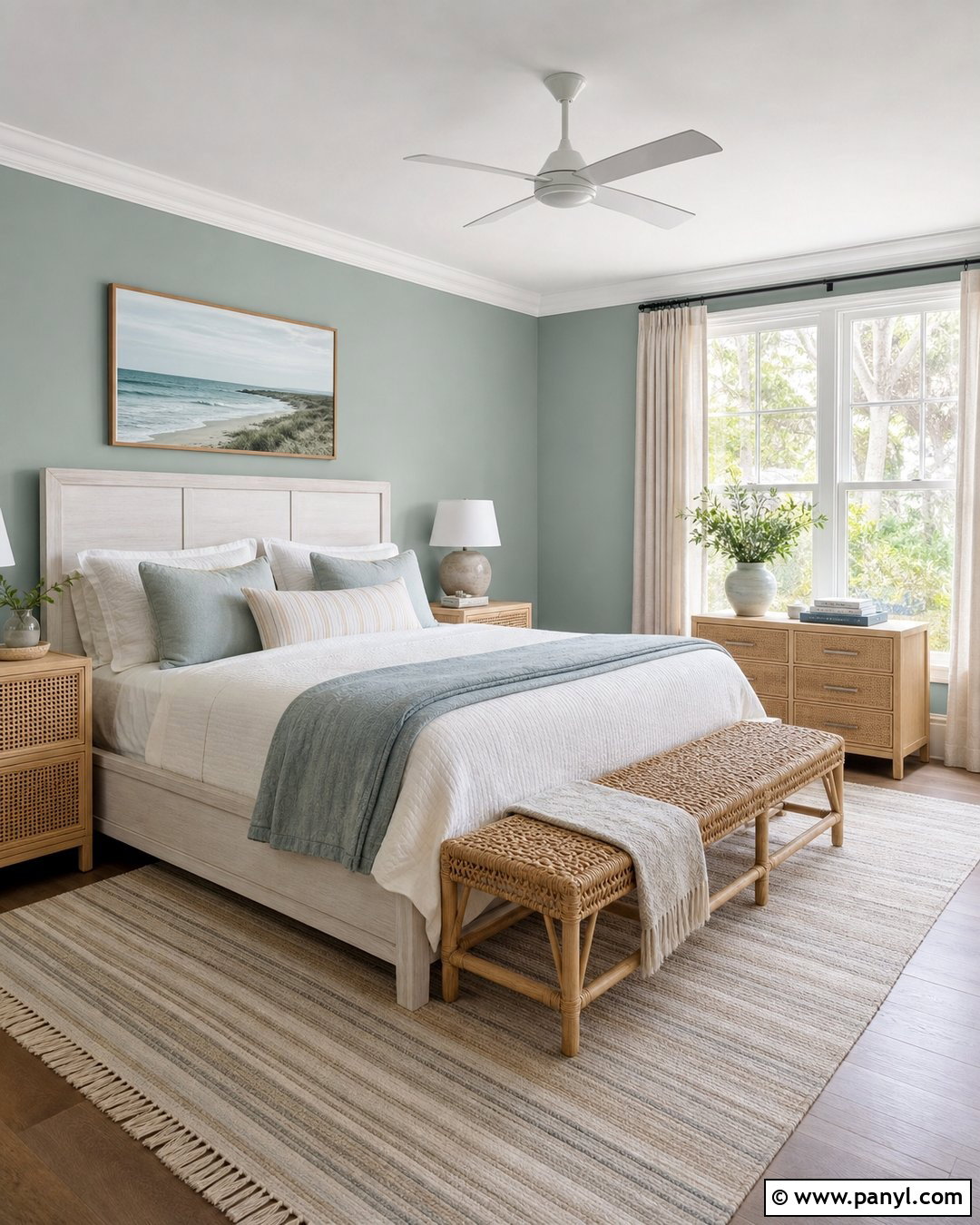 Celadon Green Coastal Bedroom Walls - 30 Green Color Wall Ideas