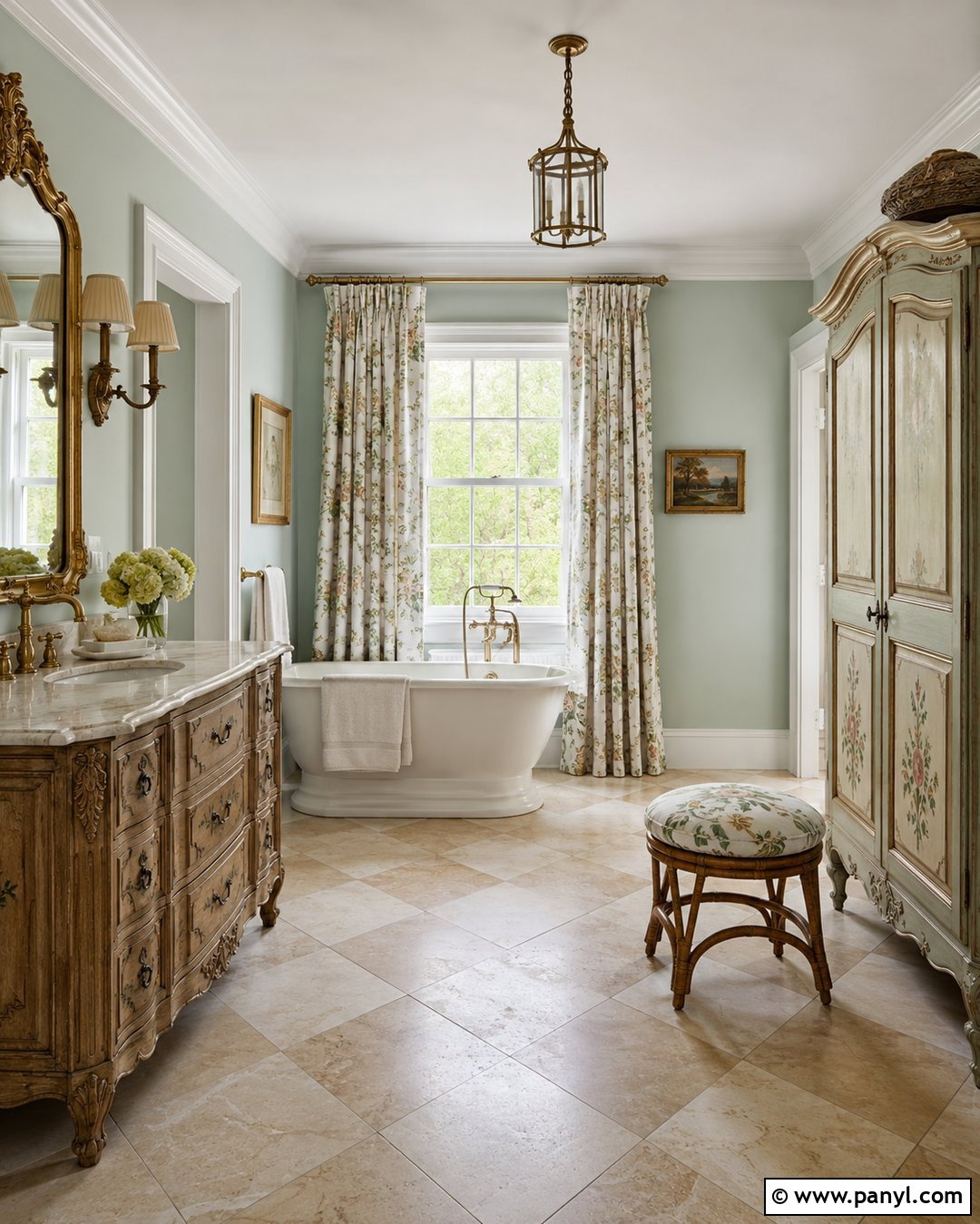 Celadon Green French Country Bathroom - 20 Vintage Bathroom With Green Walls