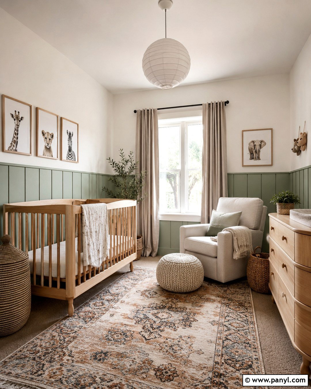 Celadon Green Nursery Paneling - 20 Green Painted Paneling Ideas