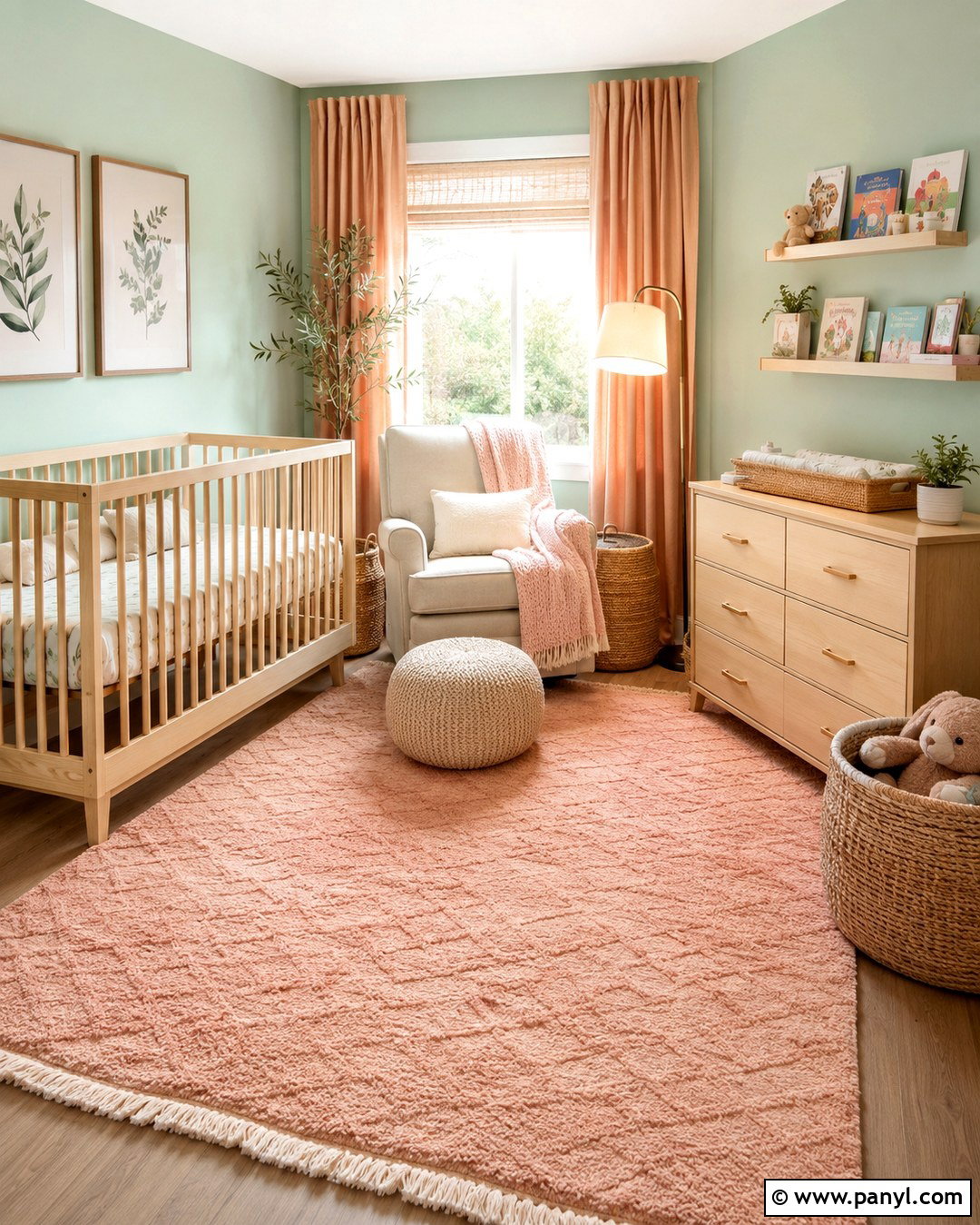 Celadon Green Nursery Walls With Peach Accents - 20 Celadon Green Walls