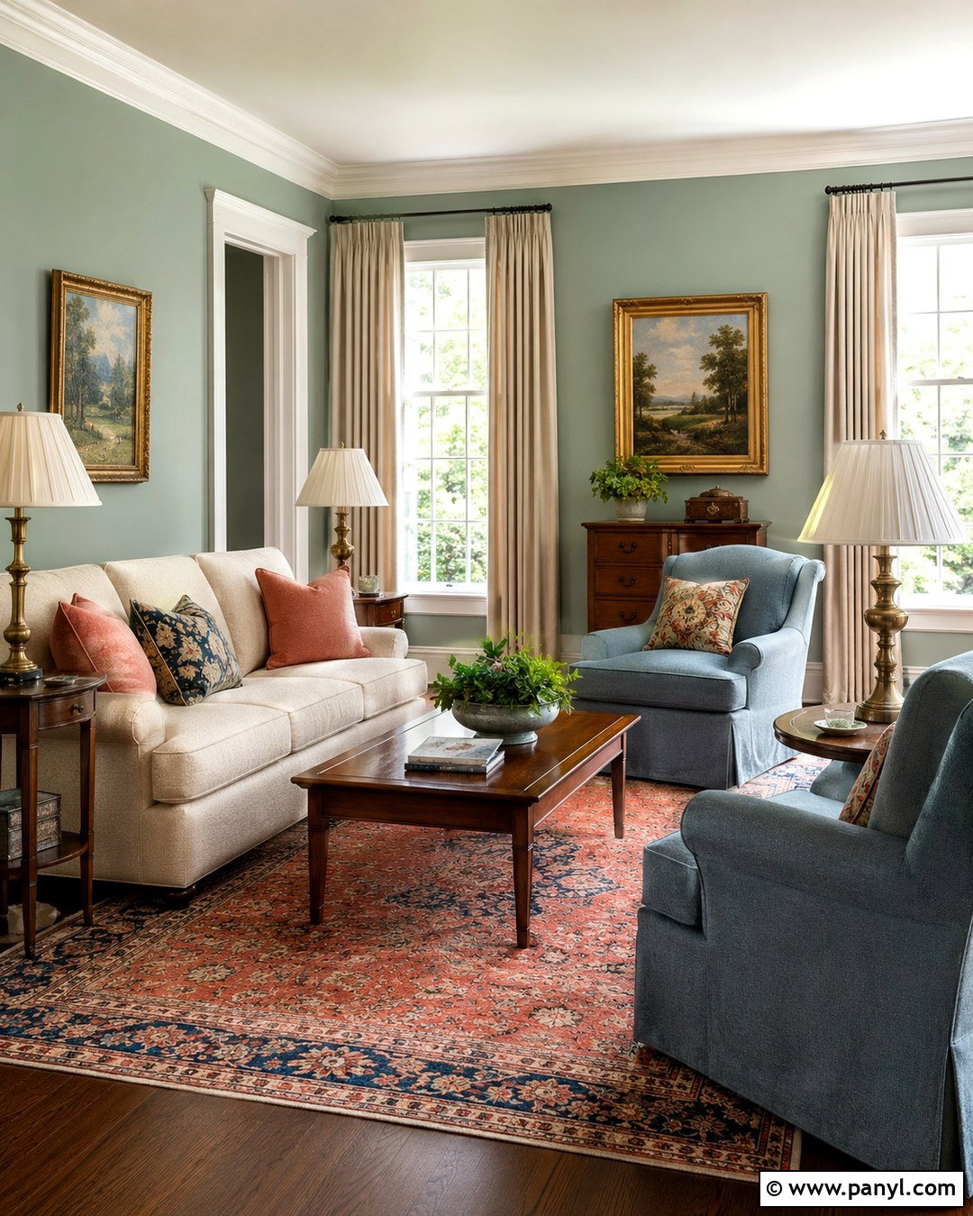 Celadon Green Traditional Sitting Room Walls - 20 Celadon Green Walls