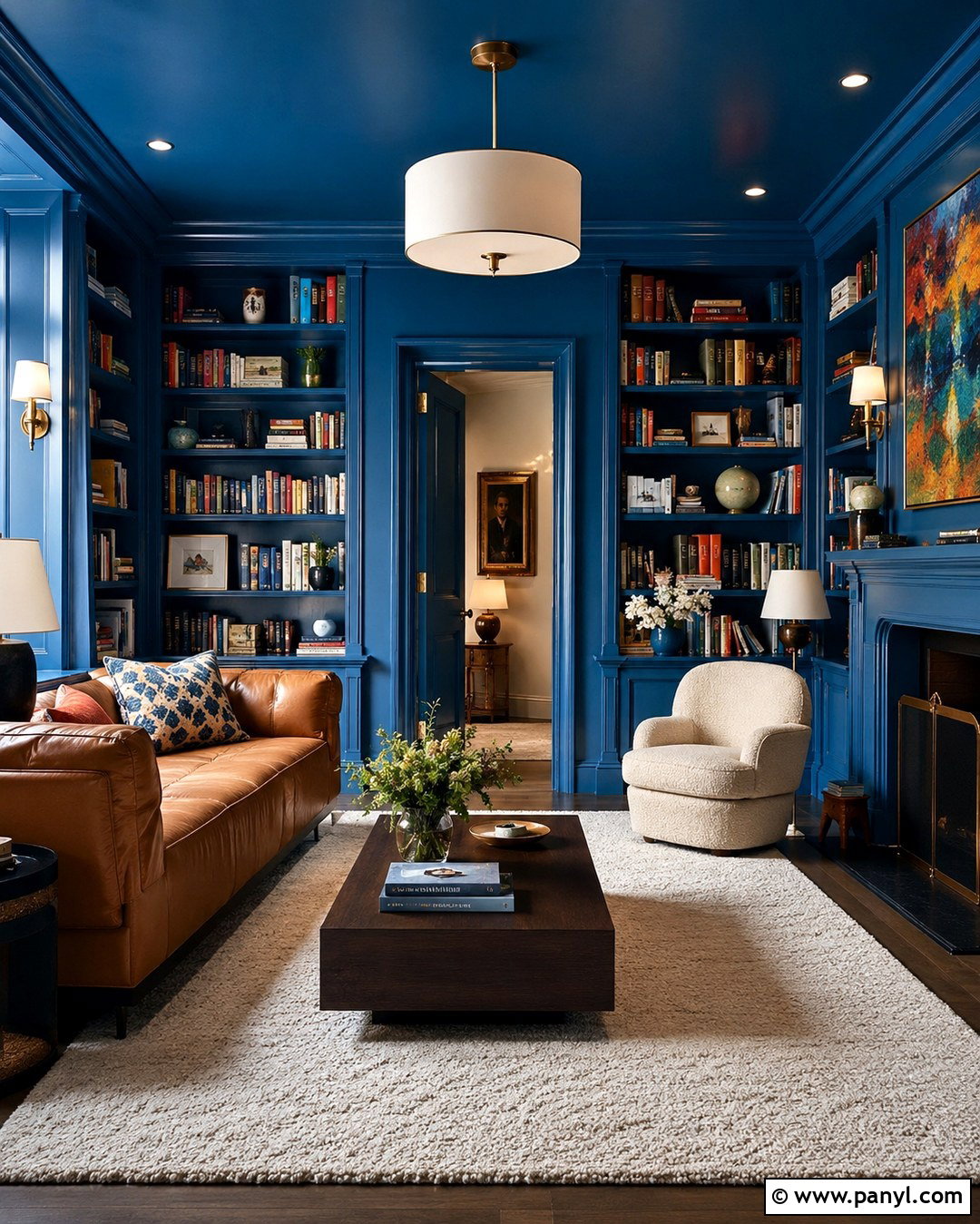 Cerulean Blue Color Drenched Room - 20 Cerulean Blue Wall Ideas