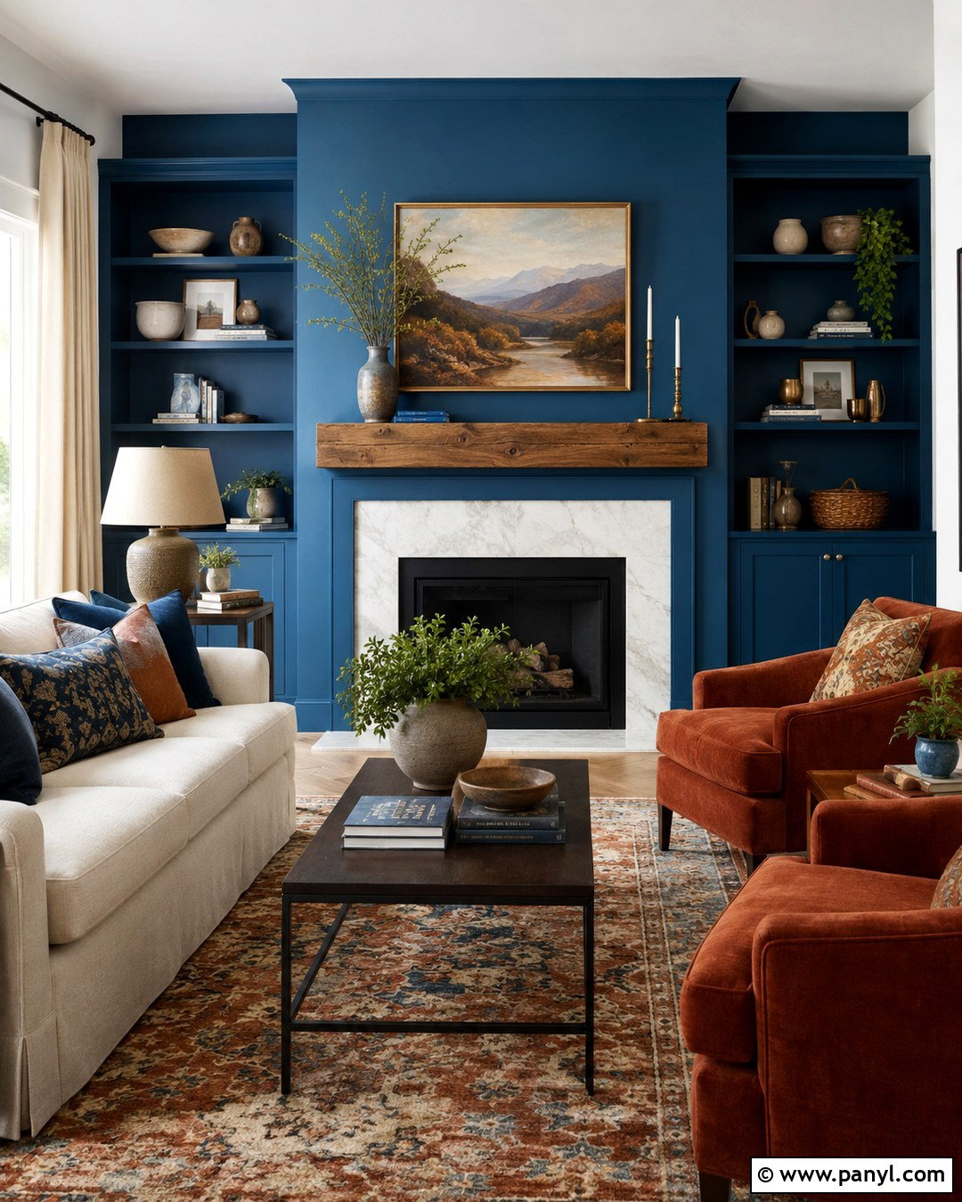 Cerulean Blue Fireplace Wall - 20 Cerulean Blue Wall Ideas