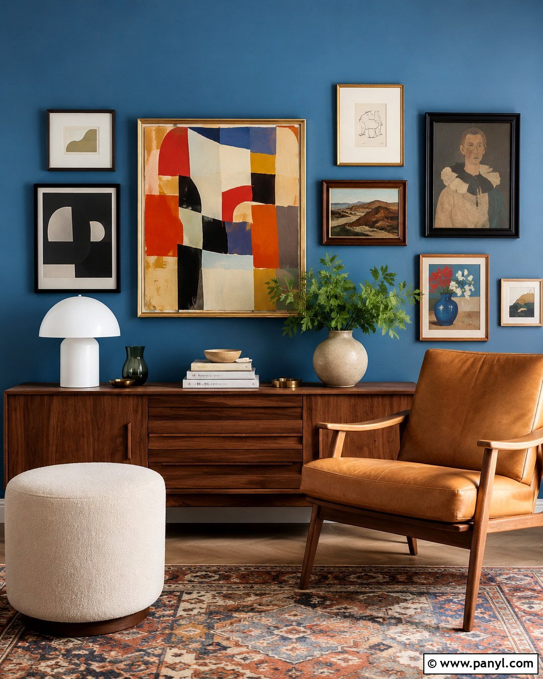 Cerulean Blue Gallery Wall - 20 Cerulean Blue Wall Ideas