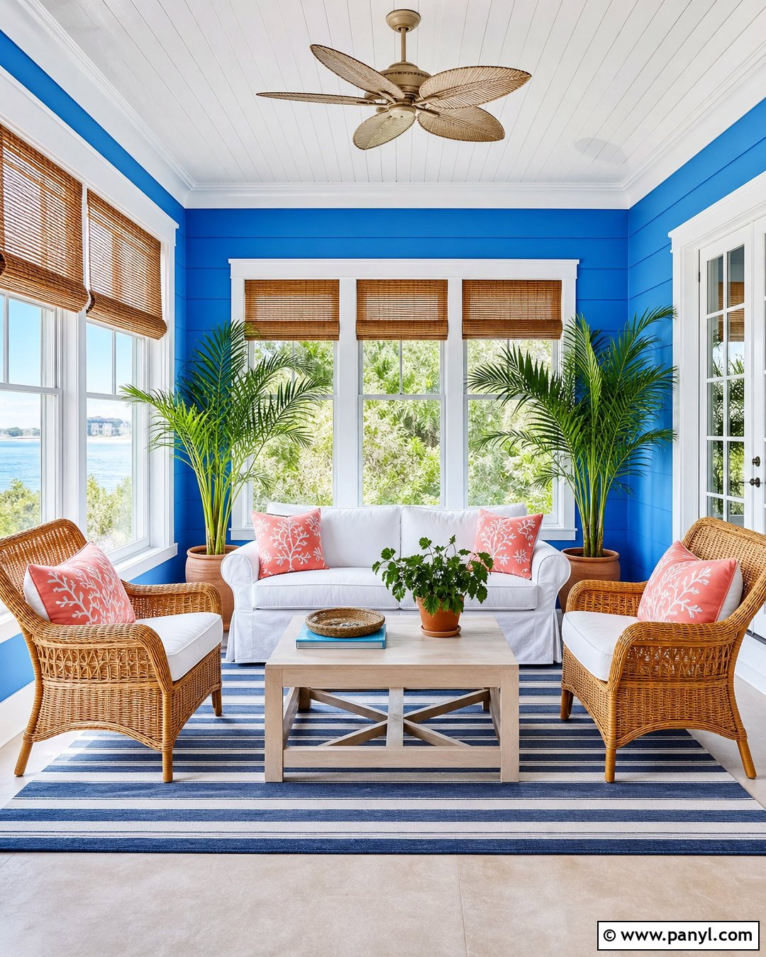 Cerulean Blue Sunroom Walls - 50 blue walls