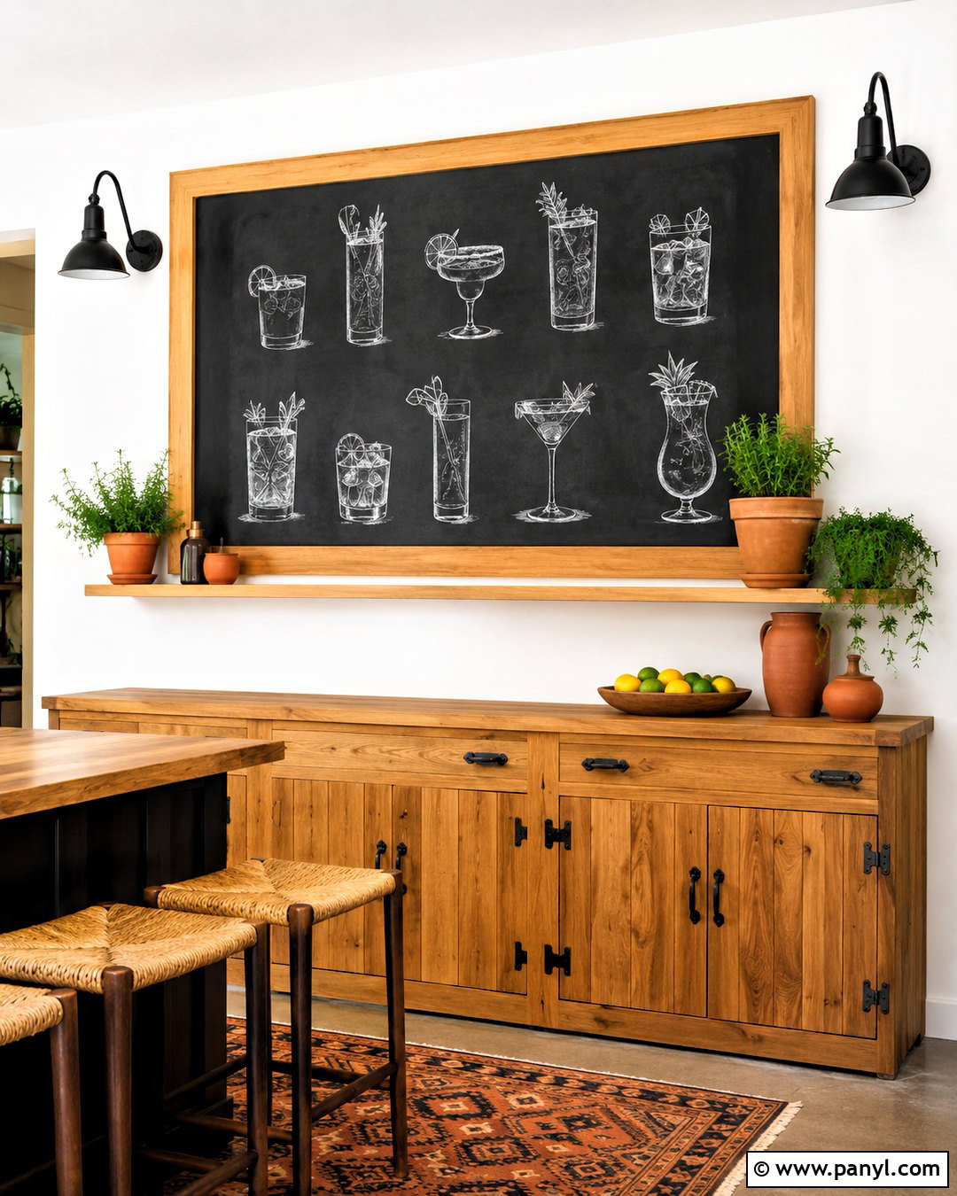 Chalkboard Cocktail Menu Wall - 20 cocktail wall ideas