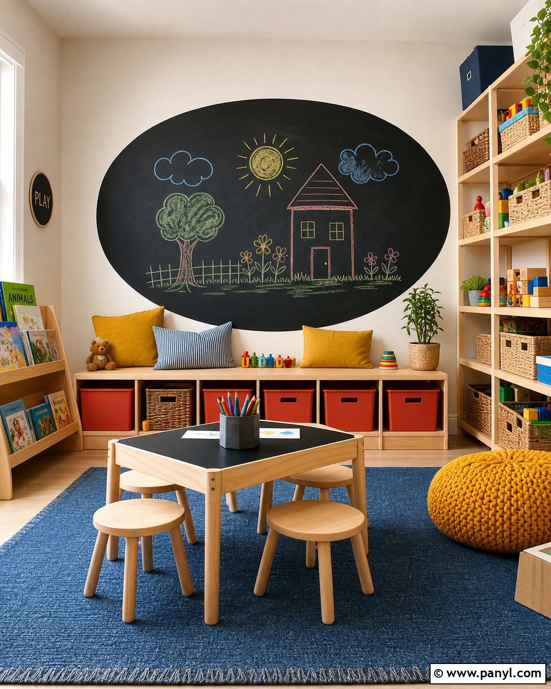 Chalkboard Oval Accent Wall Playroom - 20 Painted Oval Accent Wall Ideas
