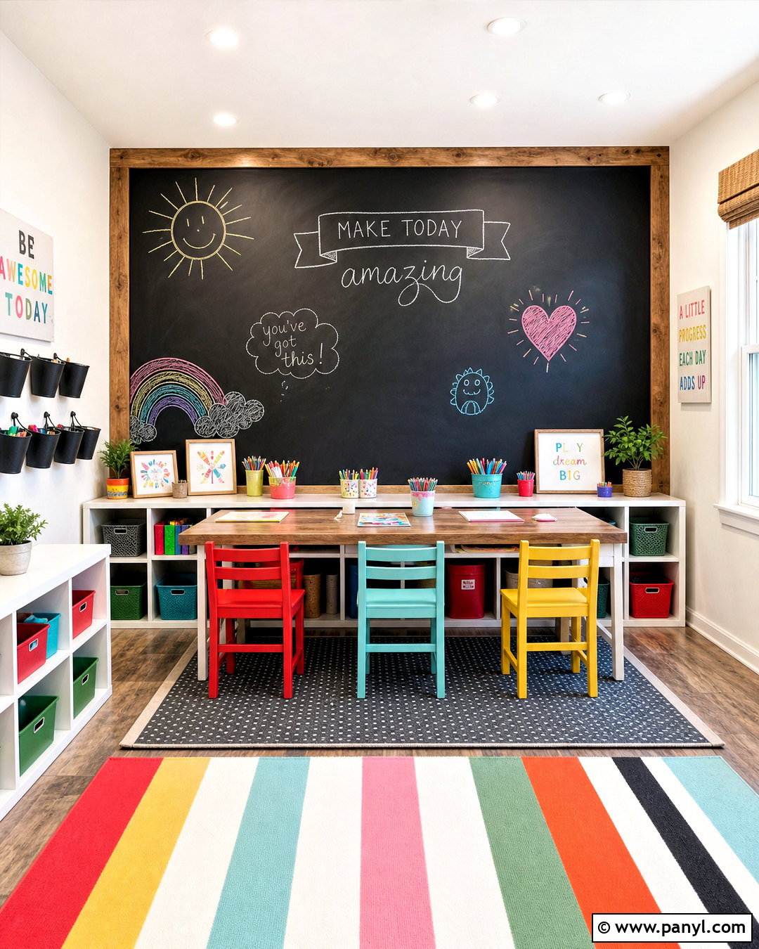 Chalkboard Playroom Wall - 20 kids playroom paint ideas