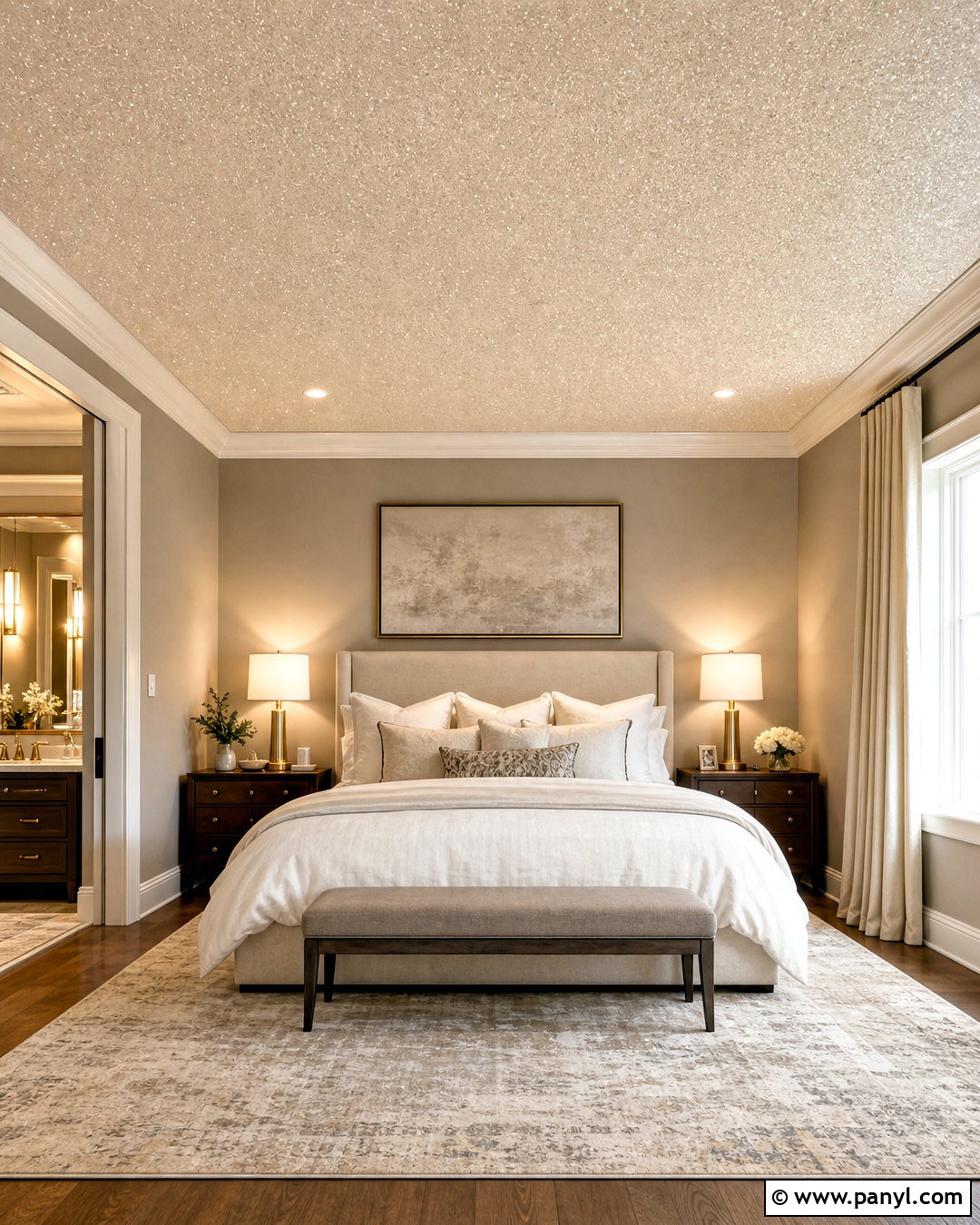 Champagne Glitter Ceiling Primary Bedroom - 20 glitter ceiling ideas