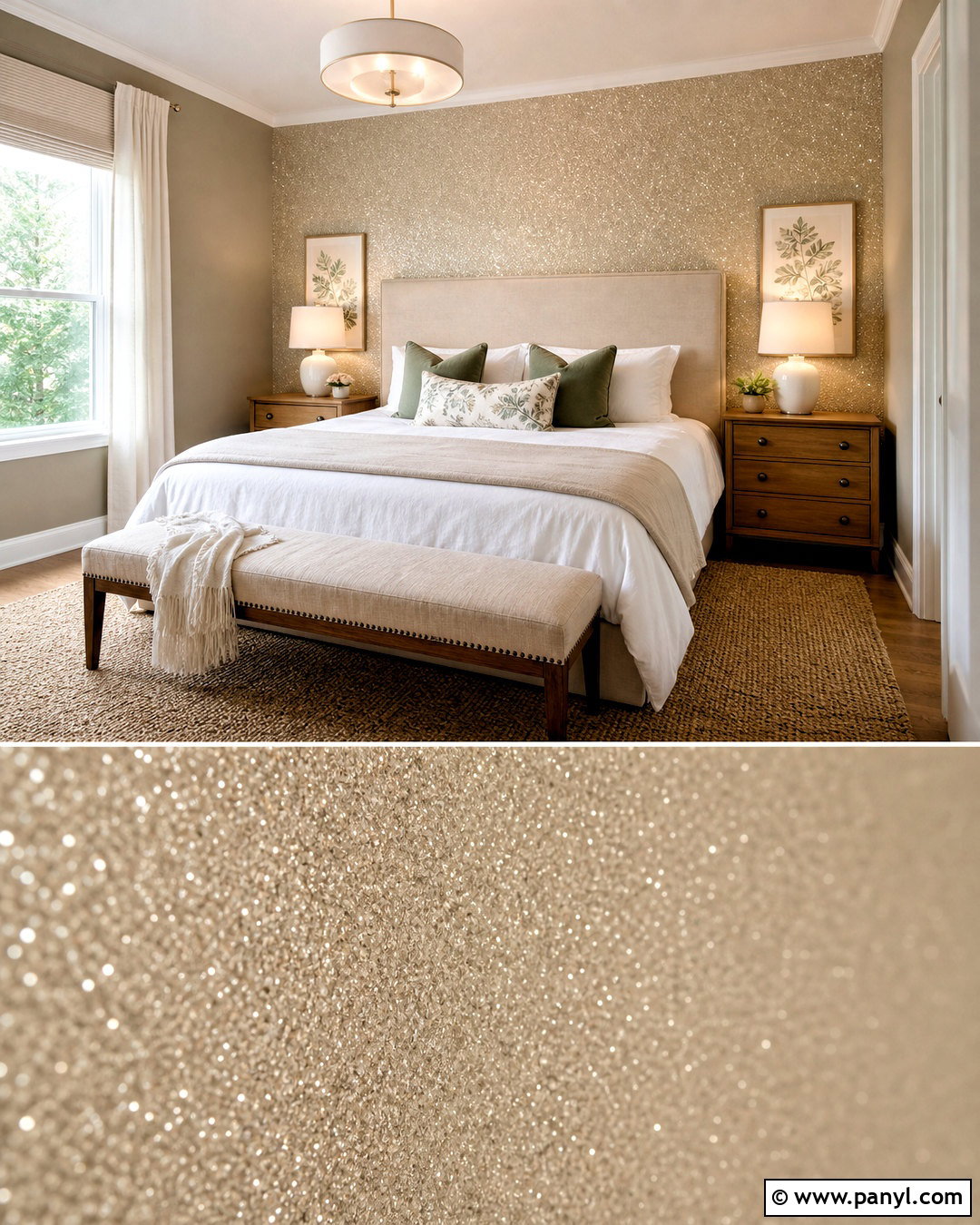 Champagne Glitter Wall Guest Bedroom - 20 glitter walls