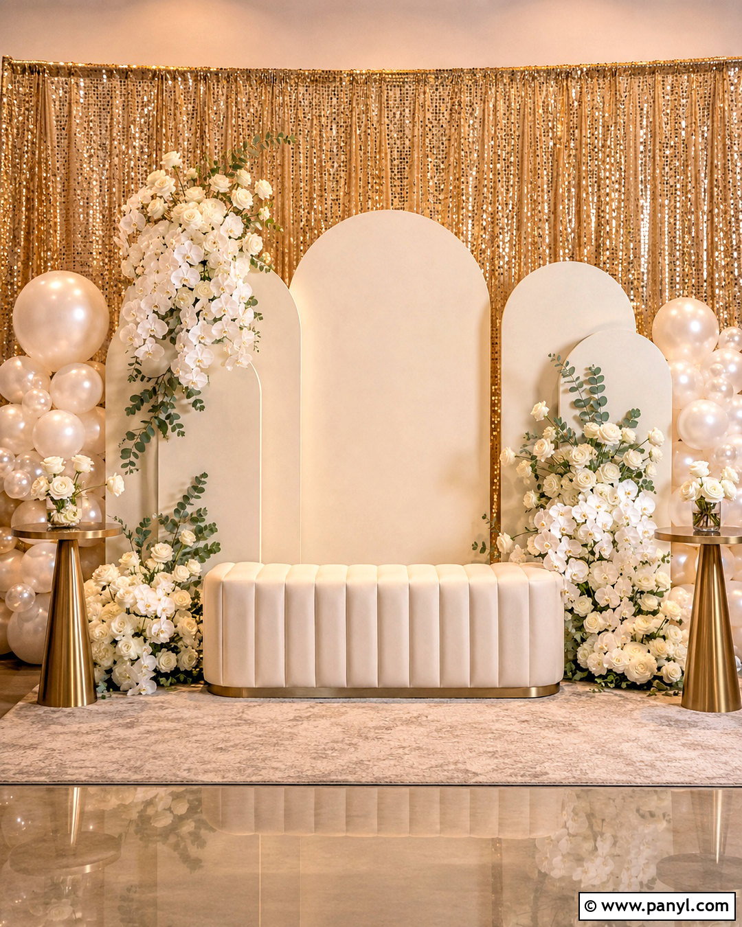 Champagne Gold Metallic Backdrop - 20 metallic backdrop ideas