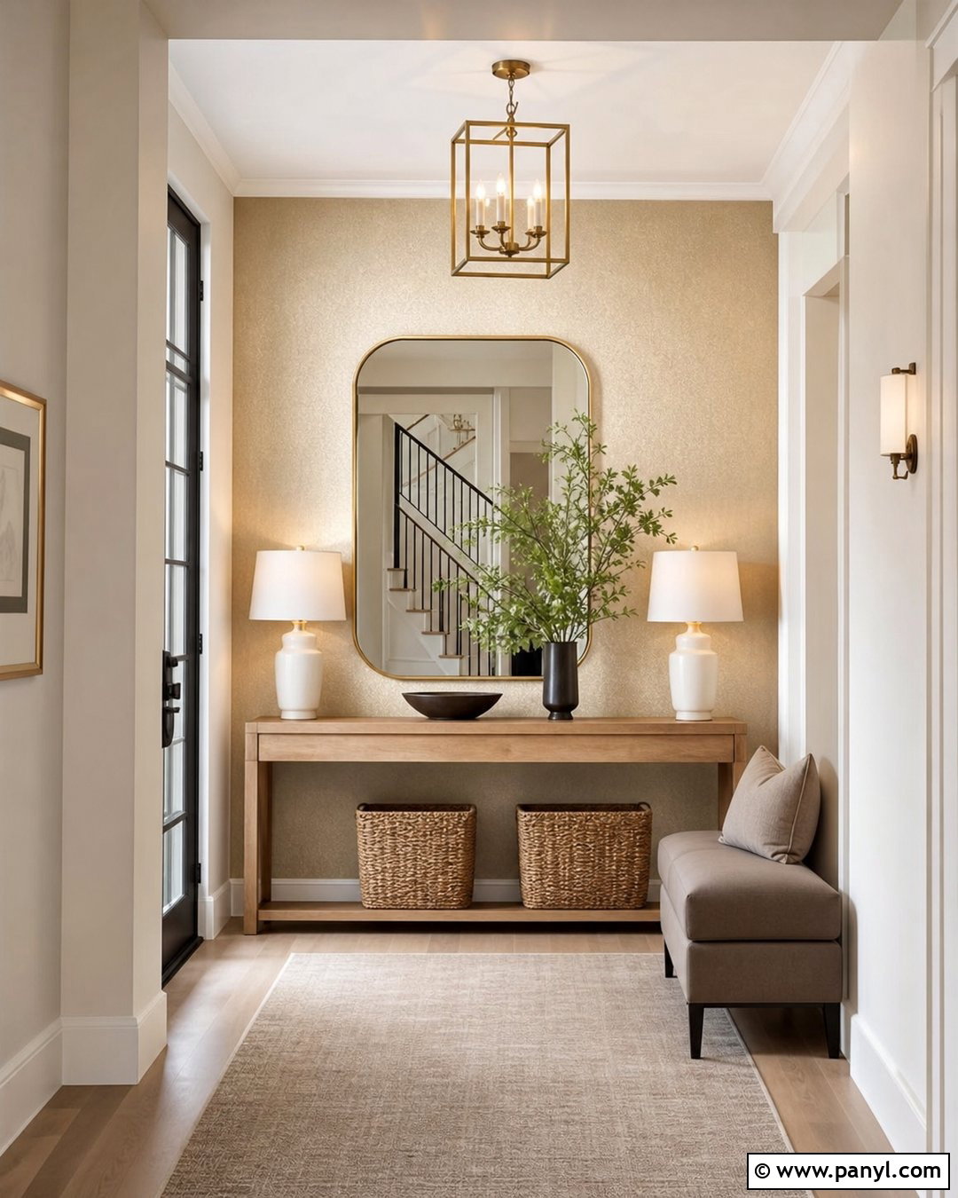 Champagne Metallic Paint Accent Wall Entryway - 20 Metallic Paint Accent Wall Ideas
