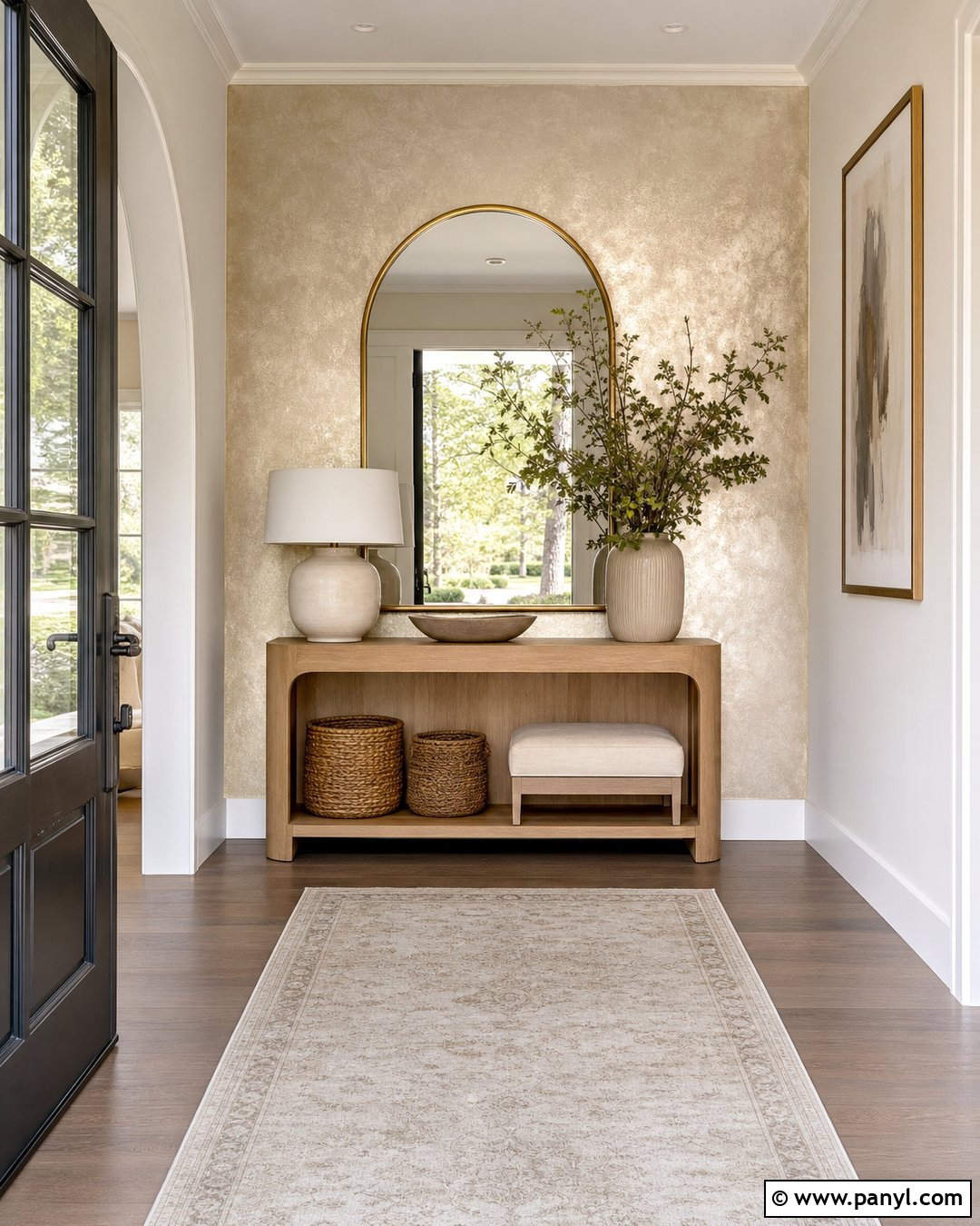 Champagne Metallic Paint Entryway Wall - 20 Metallic Paint Feature Wall Ideas