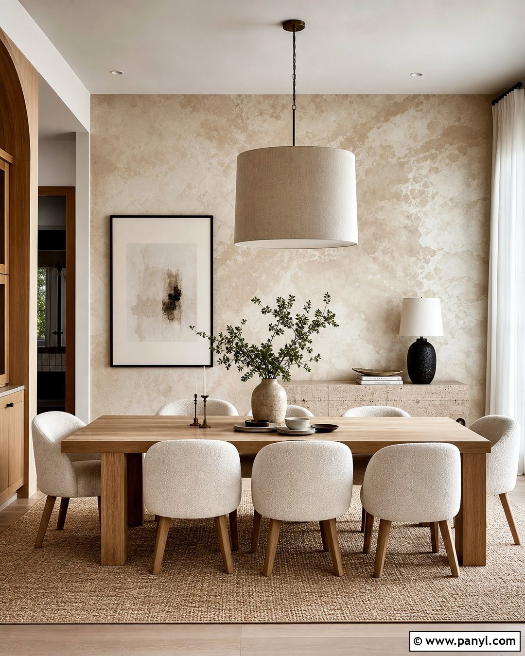 Champagne Plaster Metallic Dining Wall - 35 metallic paint walls