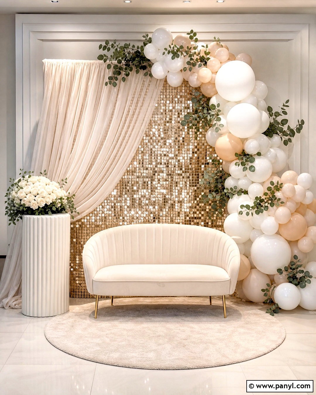 Champagne Sequin Wall Backdrop For Bridal Showers - 20 sequin wall backdrop ideas