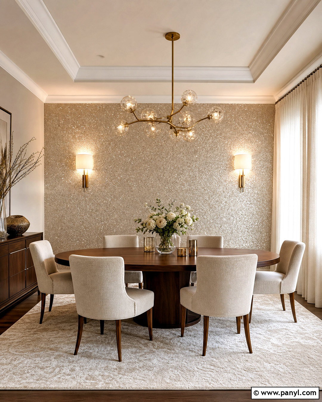 Champagne Sparkly Wall Dining Room - 20 sparkly walls