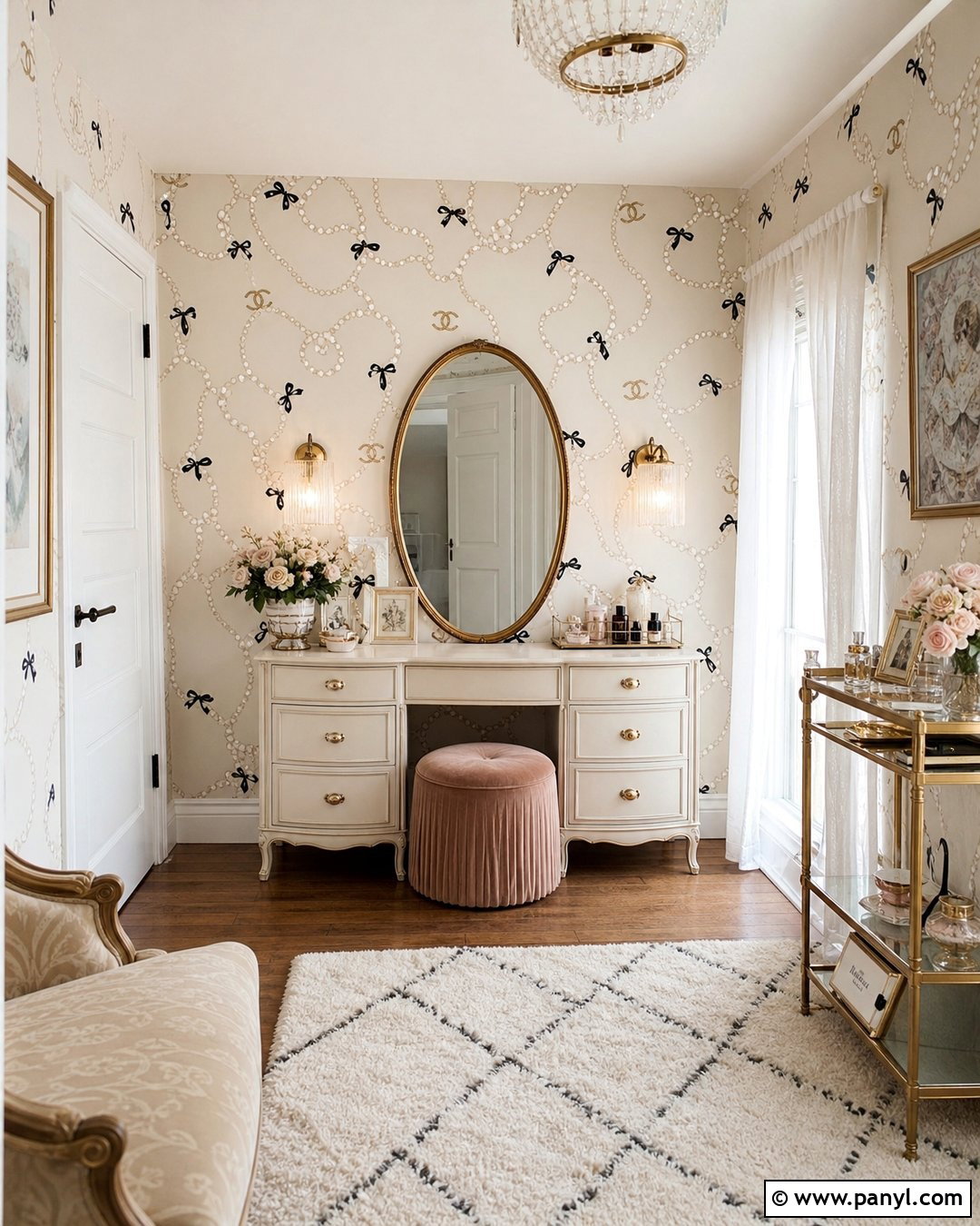 Chanel Pearl Wallpaper Vanity Room - 35 chanel wallpaper vintage ideas