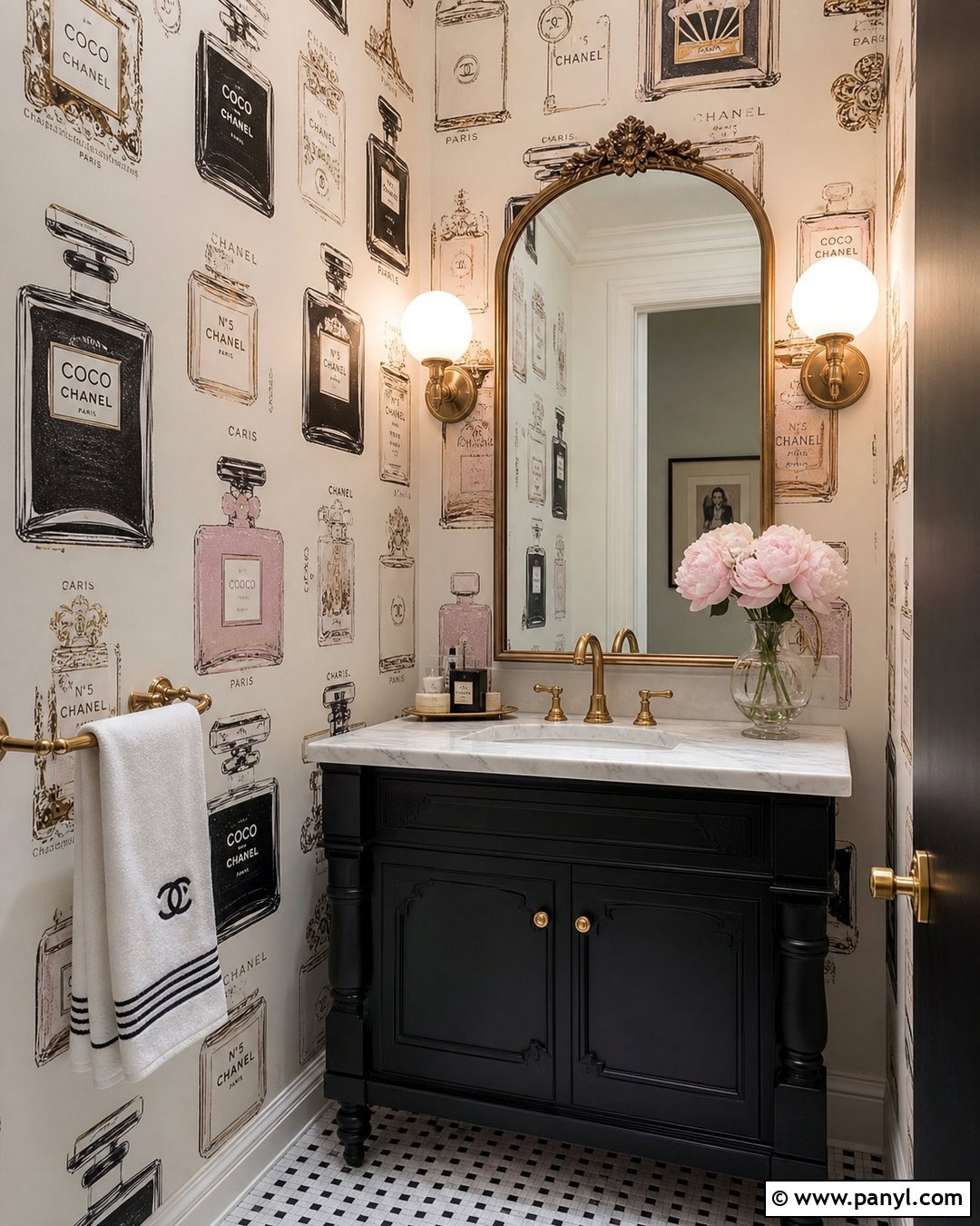 Chanel Perfume Wallpaper Powder Room - 35 chanel wallpaper vintage ideas