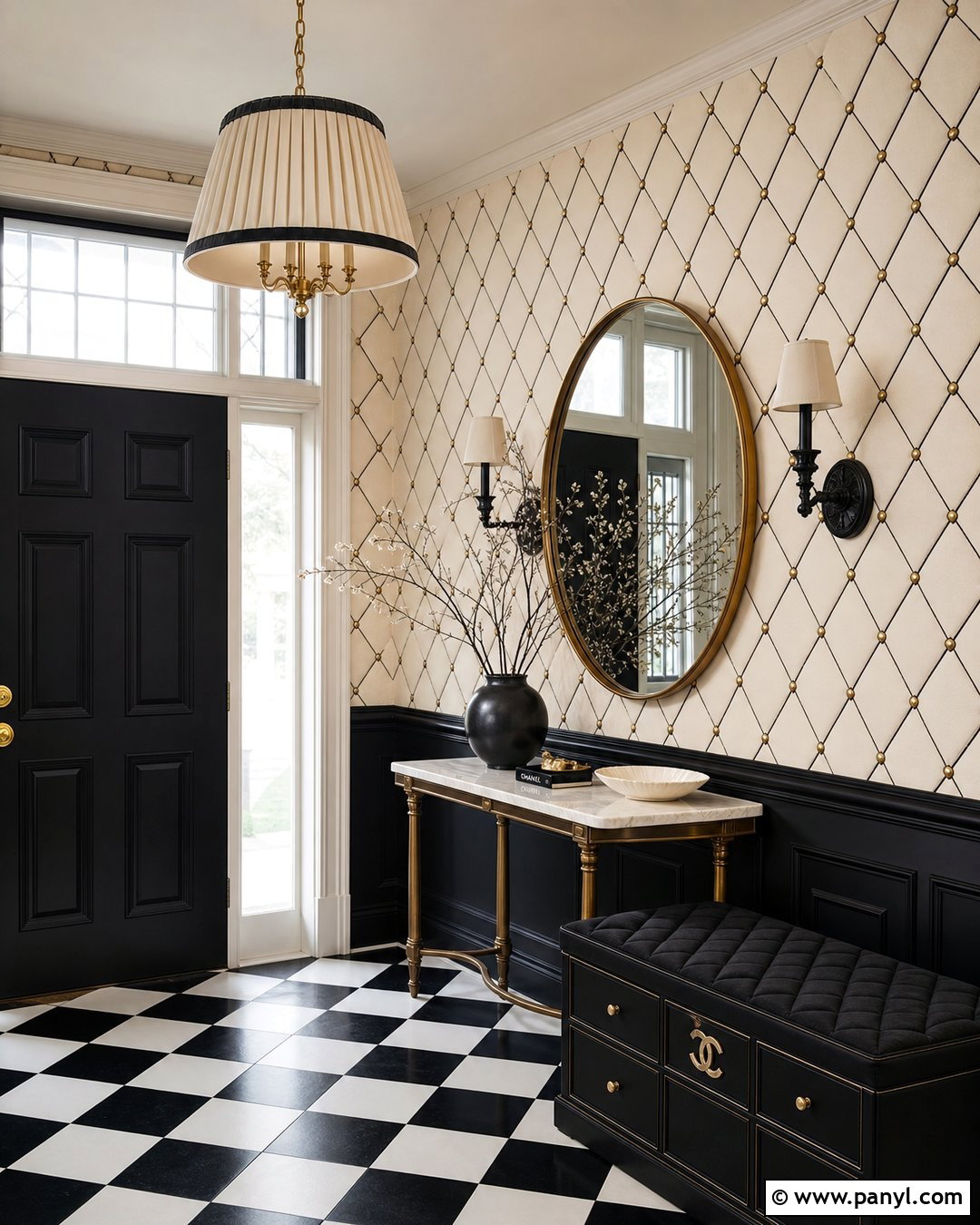 Chanel Quilted Wallpaper Entryway - 35 chanel wallpaper vintage ideas
