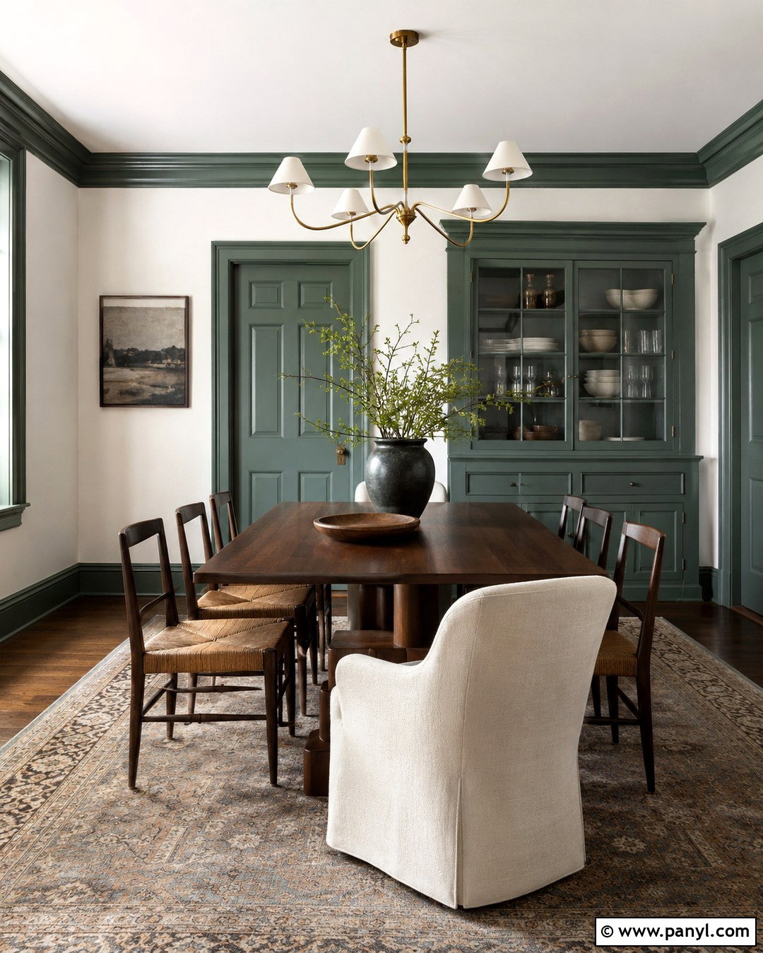 Chantilly Lace Walls With Newburg Green Trim - 20 Trim Color For Chantilly Lace Walls