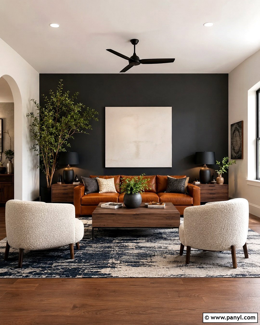 Charcoal Accent Wall Behind A Sofa - 20 Charcoal Wall Color Ideas