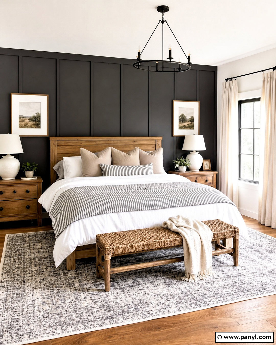 Charcoal Accent Wall With Farmhouse Decor - 20 charcoal accent wall bedroom ideas