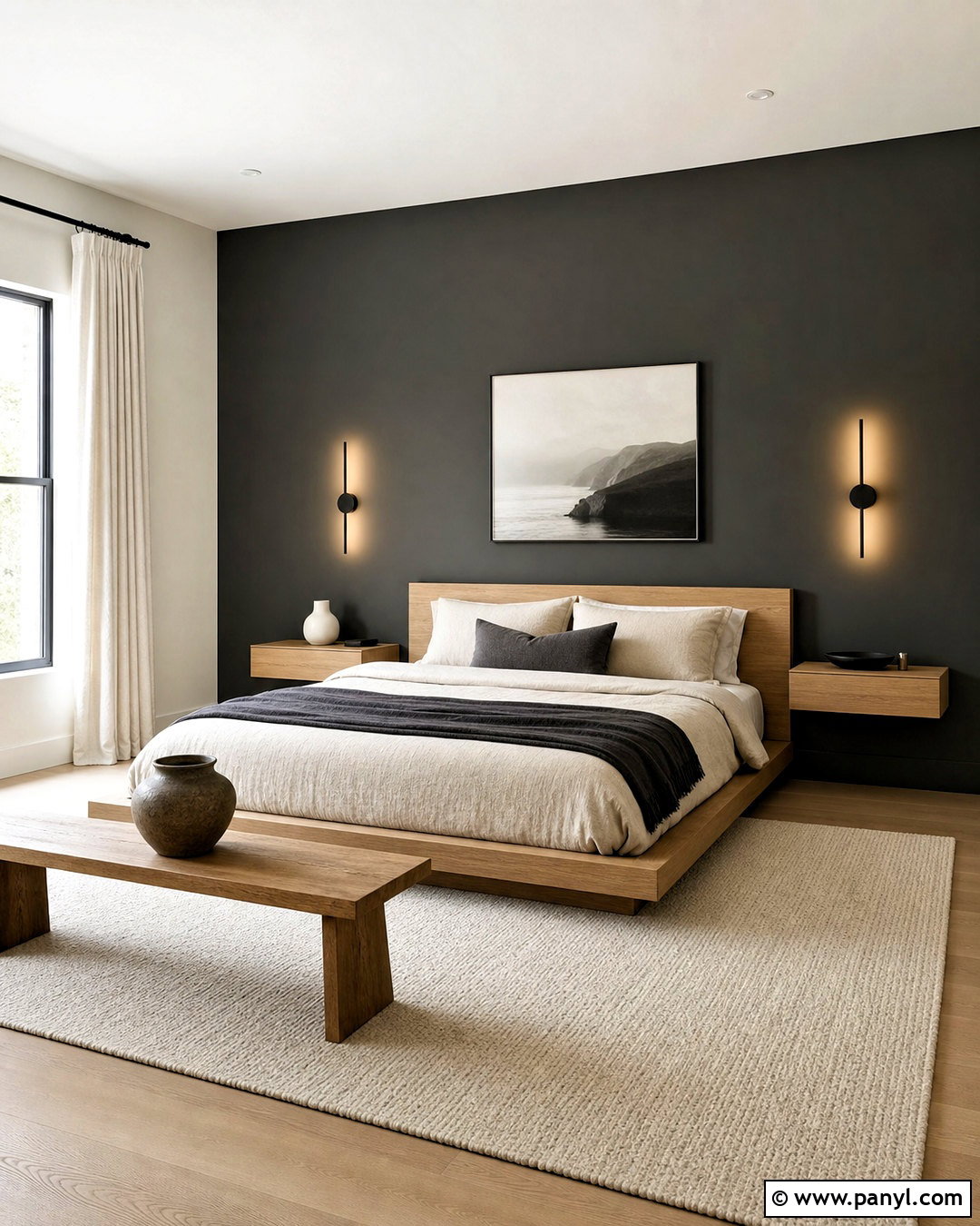 Charcoal Accent Wall With Minimalist Decor - 20 charcoal accent wall bedroom ideas