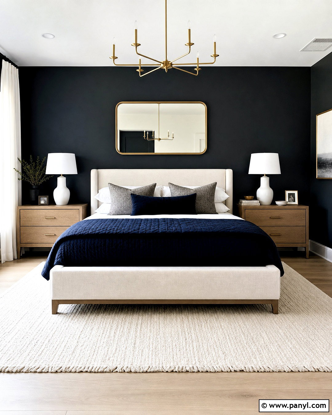 Charcoal Accent Wall With Navy Blue Bedding - 20 charcoal accent wall bedroom ideas