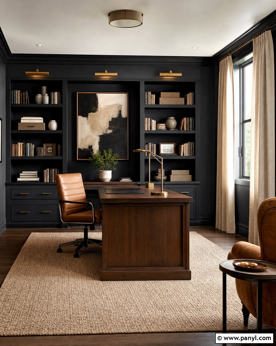 Charcoal And Camel Home Office Color Scheme - 20 home colour design ideas