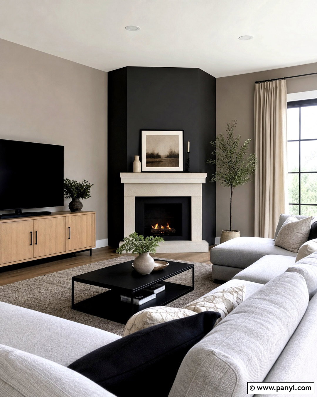 Charcoal And Greige Two Tone Living Room Walls - 20 two tone living room walls