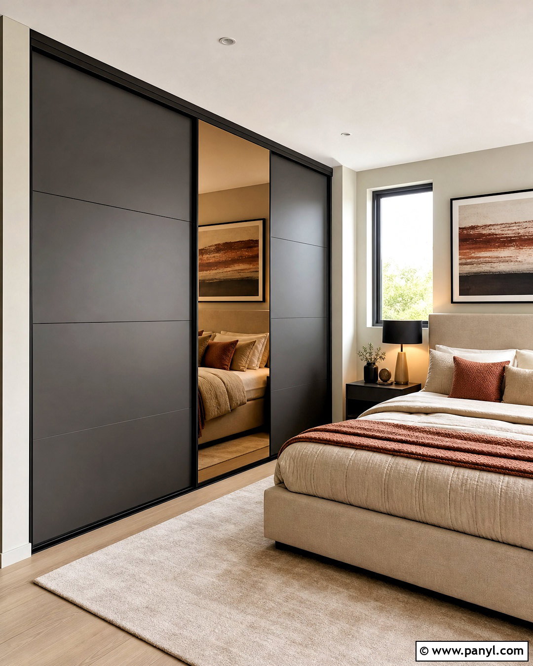 Charcoal And Mirror Sliding Wardrobe - 20 sliding wardrobe color ideas bedroom ideas