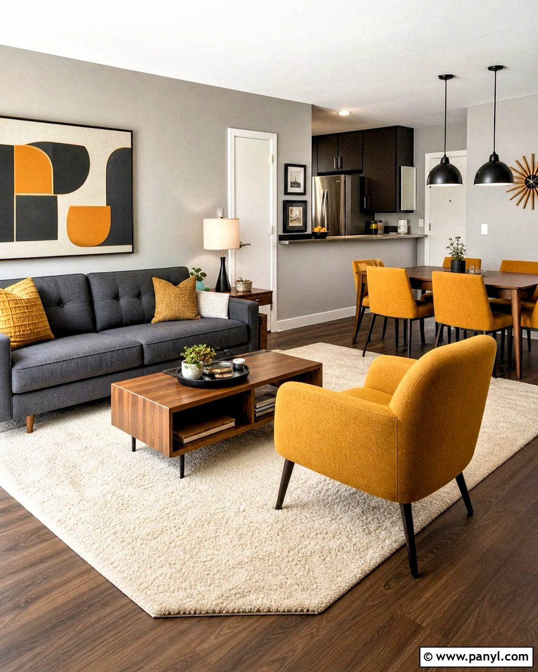 Charcoal And Mustard Apartment Color Scheme - 20 apartment color schemes