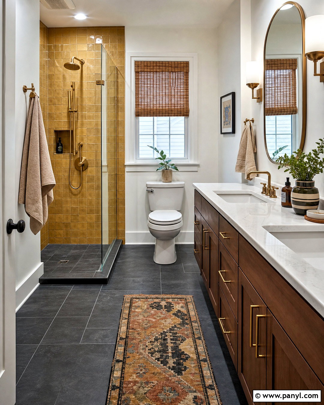 Charcoal And Mustard Bathroom Tile Combination - 20 tiles combination for bathroom ideas