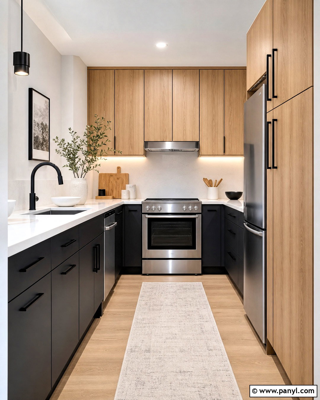Charcoal And Pale Oak Small Kitchen - 20 small kitchen color ideas