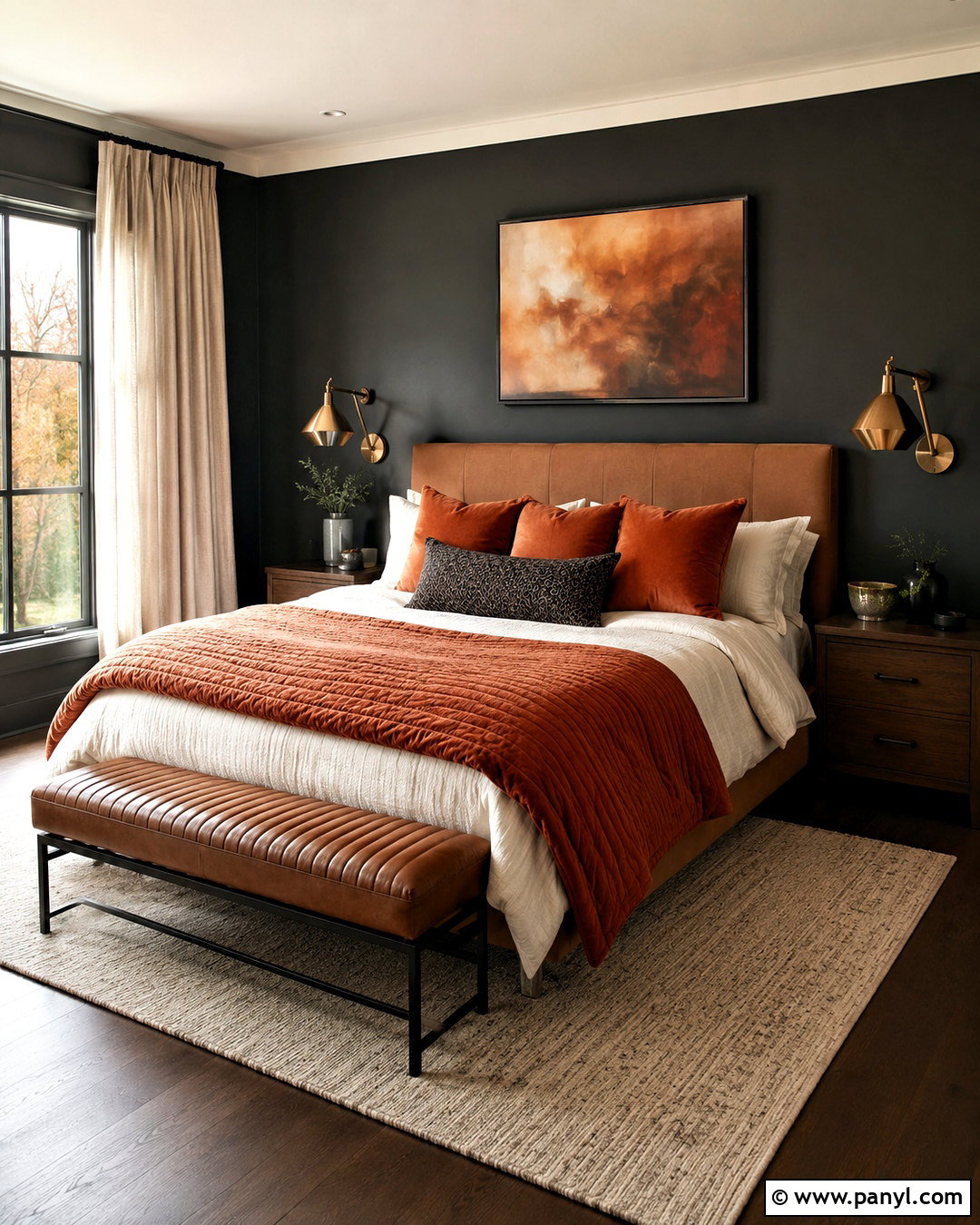 Charcoal And Rust Bedroom Palette - 20 cozy bedroom color palette ideas