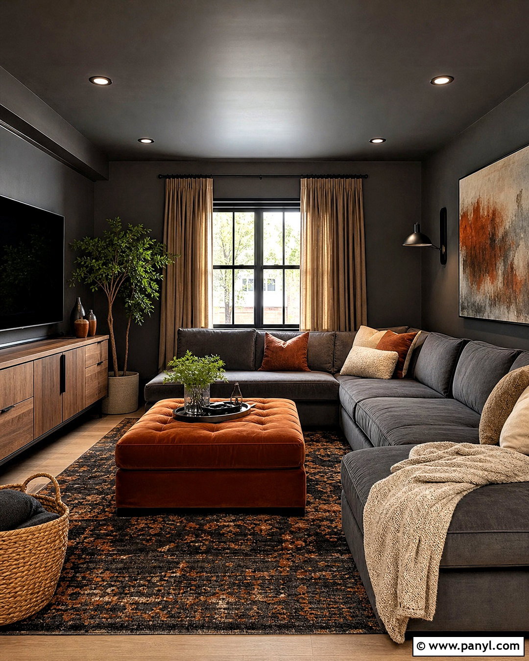 Charcoal And Rust Media Room - 20 room color design ideas