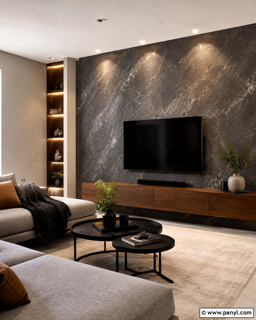 Charcoal And Silver Shimmer Wall - 35 silver shimmer wall ideas