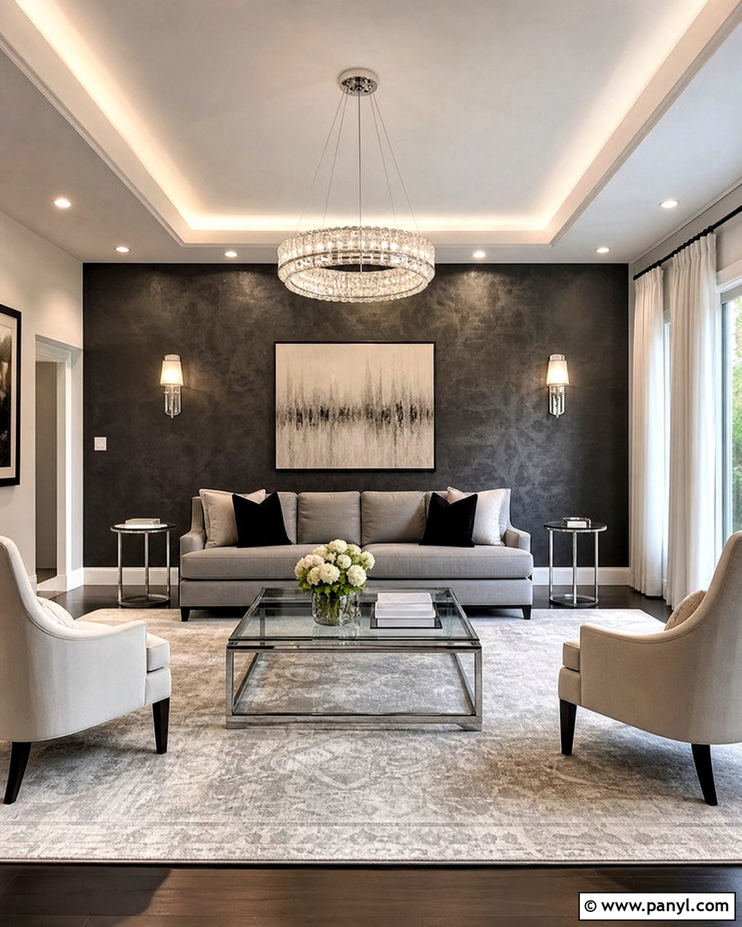 Charcoal And Silver Texture Wall - 20 royal paint wall design ideas