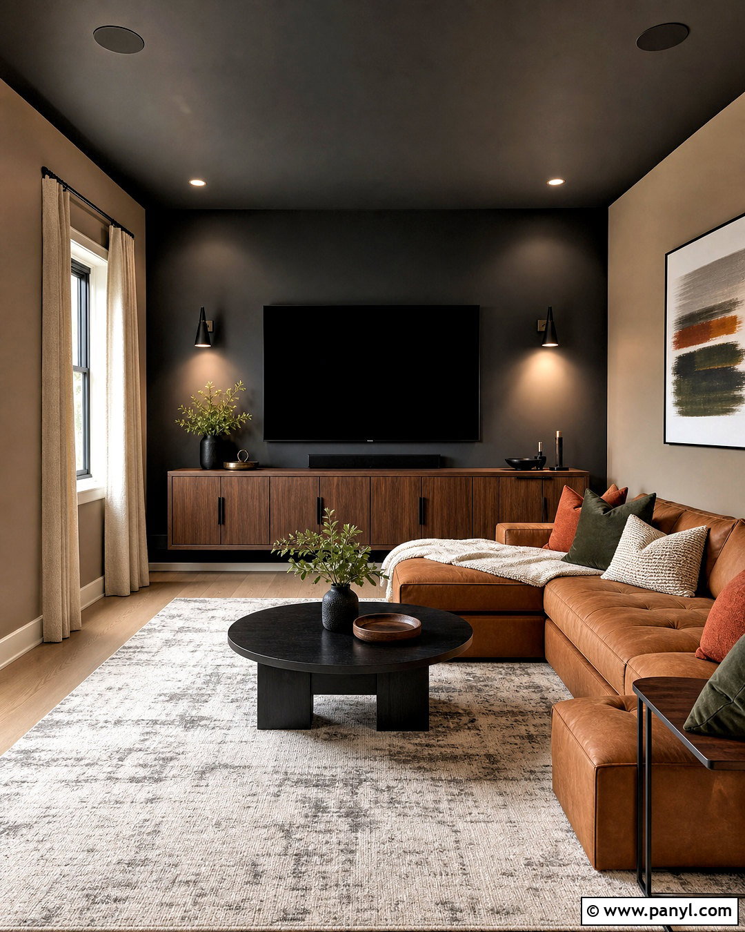Charcoal And Taupe Media Room Walls - 20 two color wall ideas