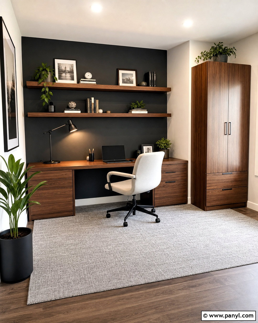 Charcoal And Warm White Two Tone Home Office - 20 two tone room ideas