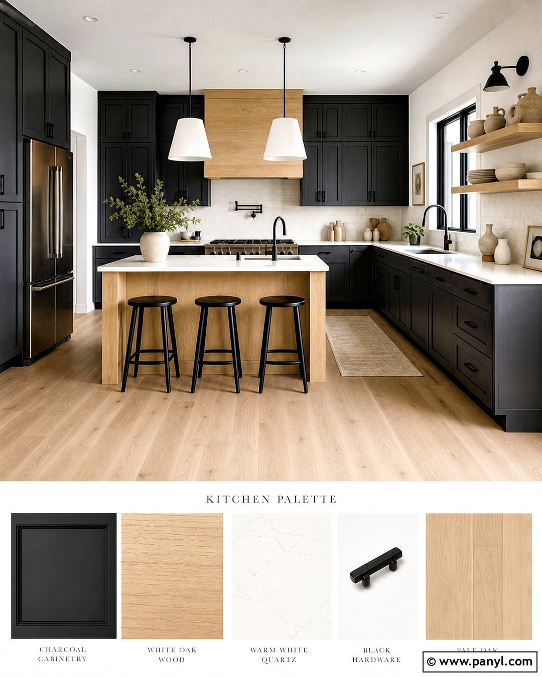 Charcoal And White Oak Kitchen Palette - 20 kitchen colour palettes