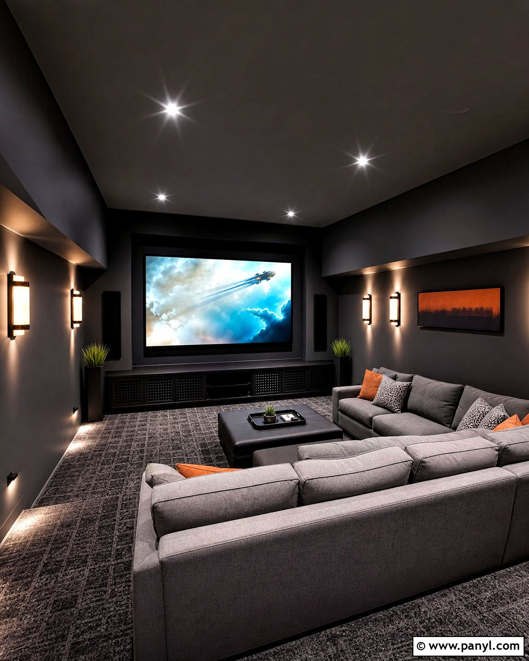 Charcoal Basement Home Theater - 20 basement colors ideas