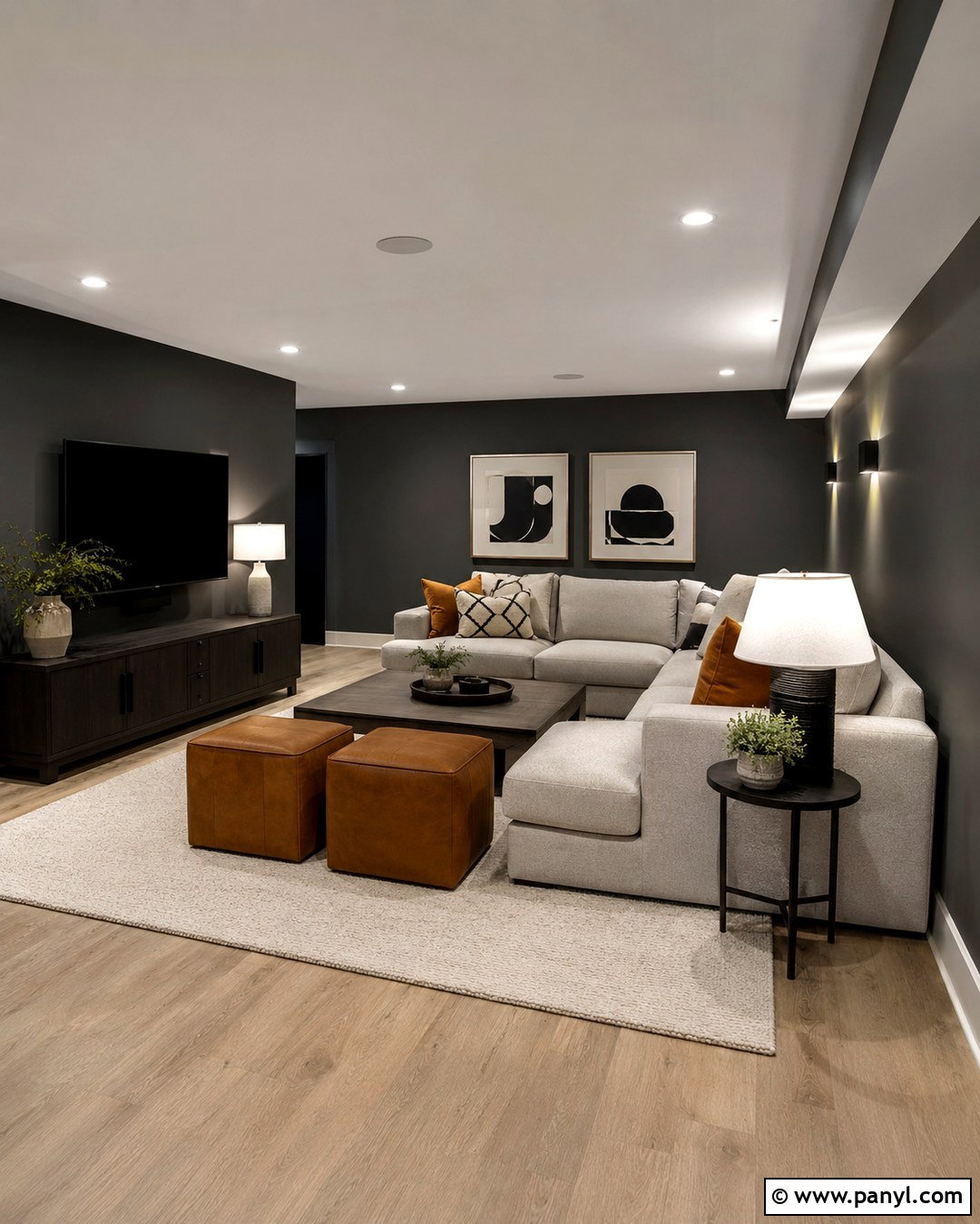 Charcoal Basement With Light Flooring - 20 Charcoal Wall Color Ideas