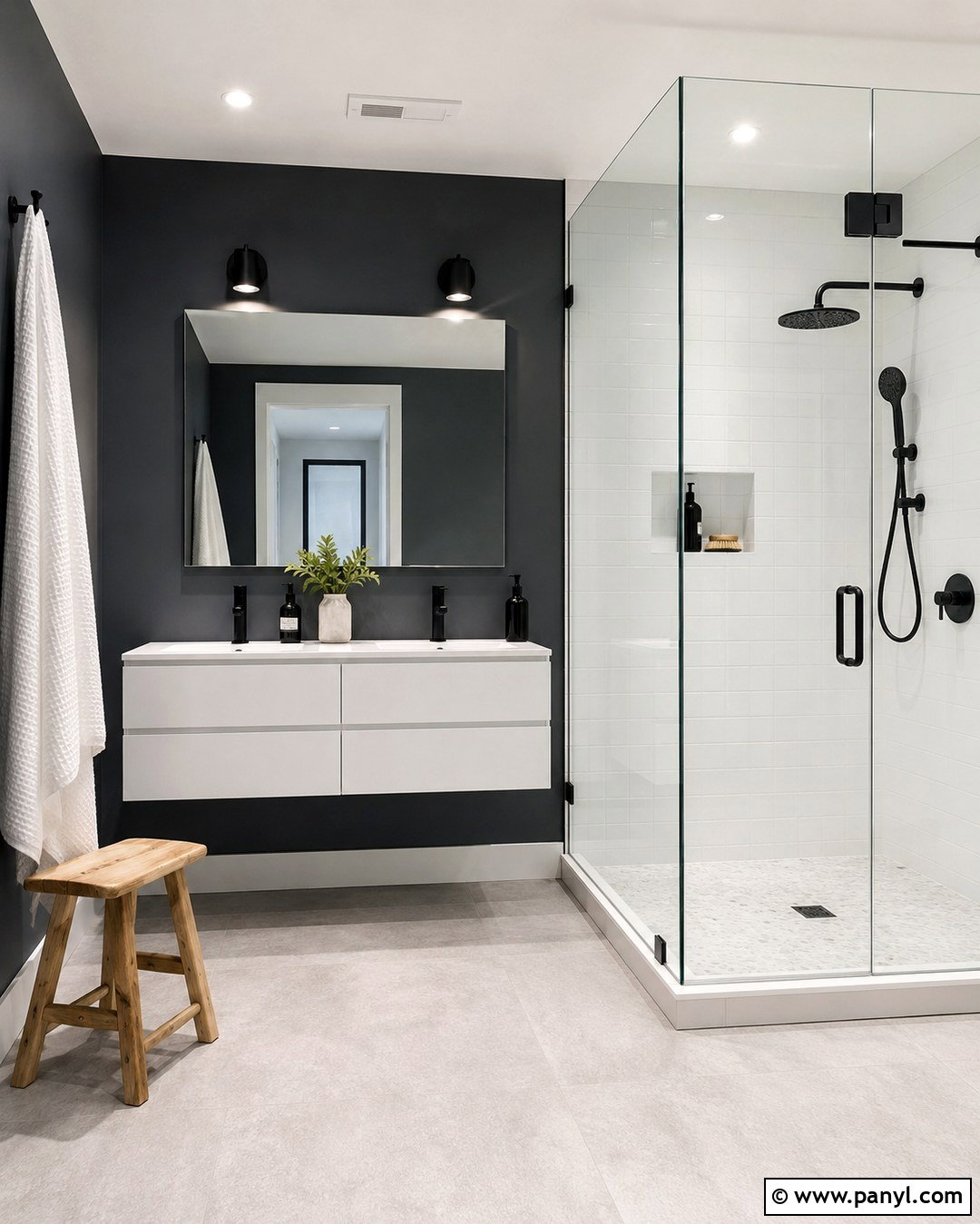 Charcoal Bathroom Wall - 20 One Wall Painted Bathroom Ideas
