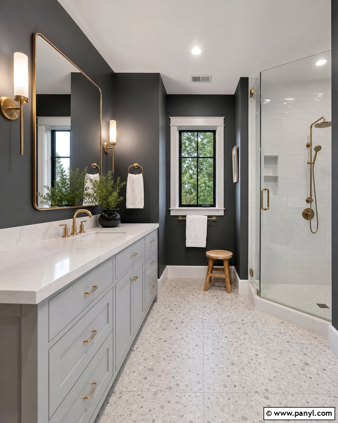 Charcoal Bathroom Walls - 35 grey vanity bathroom wall colors