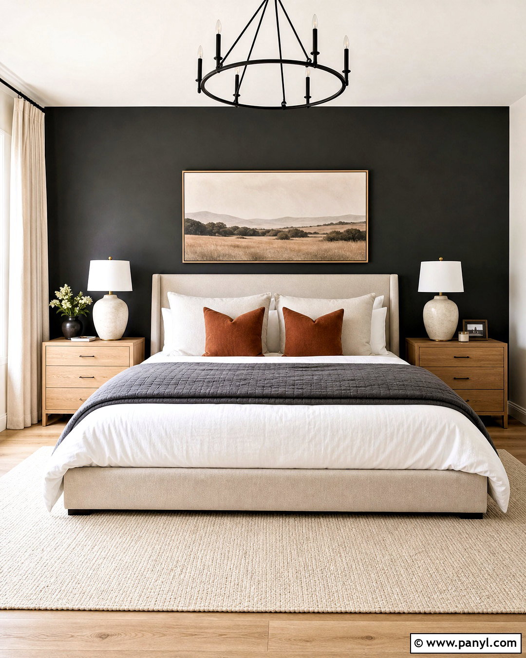 Charcoal Bedroom Feature Wall - 20 dark feature wall ideas
