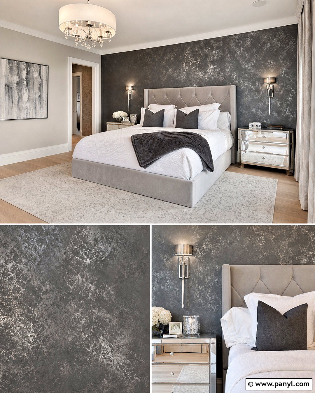 Charcoal Bedroom Wall With Silver Texture - 20 royal paint wall design for bedroom ideas