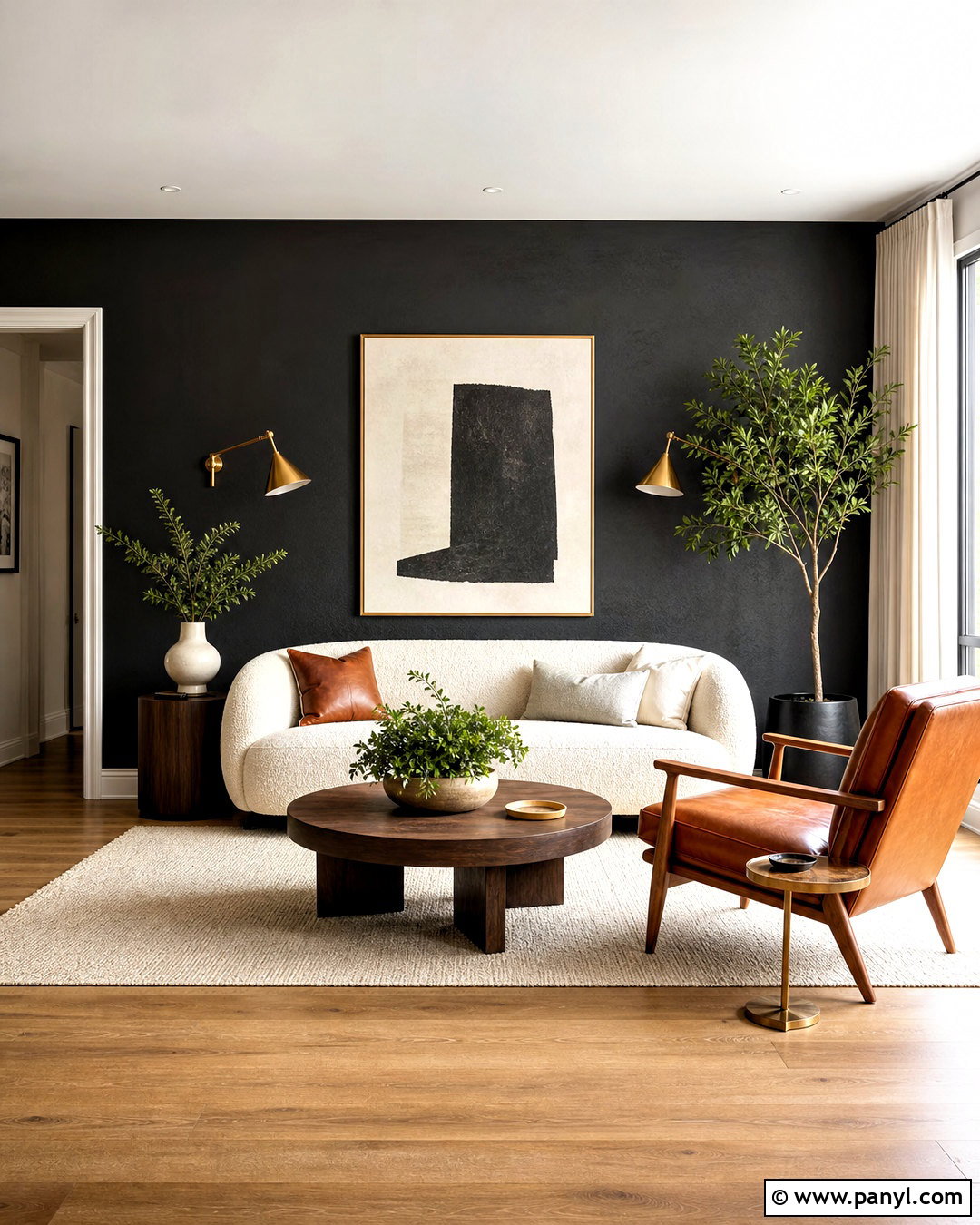 Charcoal Black Living Room Accent Wall - 20 moody accent wall ideas