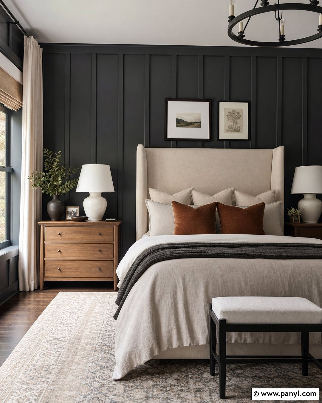 Charcoal Board And Batten Bedroom Walls - 30 dark wall paint ideas
