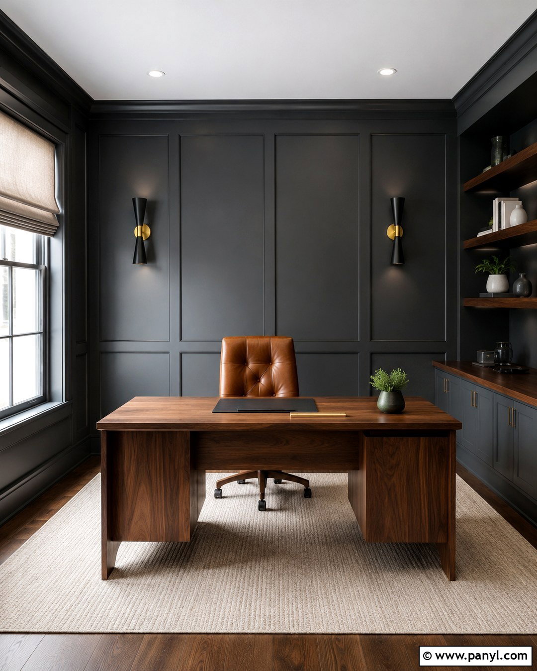 Charcoal Board And Batten Home Office - 20 Board And Batten Color Ideas Accent Wall Ideas